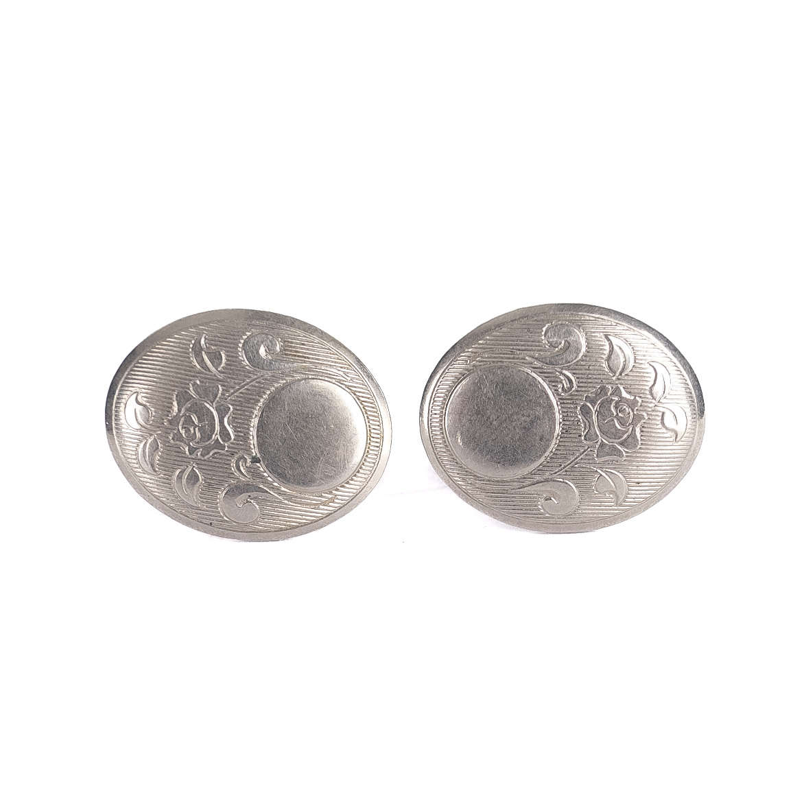 Silver Coloured Engraved Cufflinks