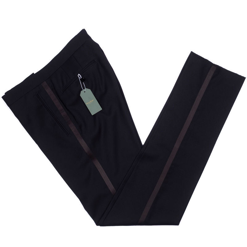 Black Wool Tuxedo Trousers Sz 46