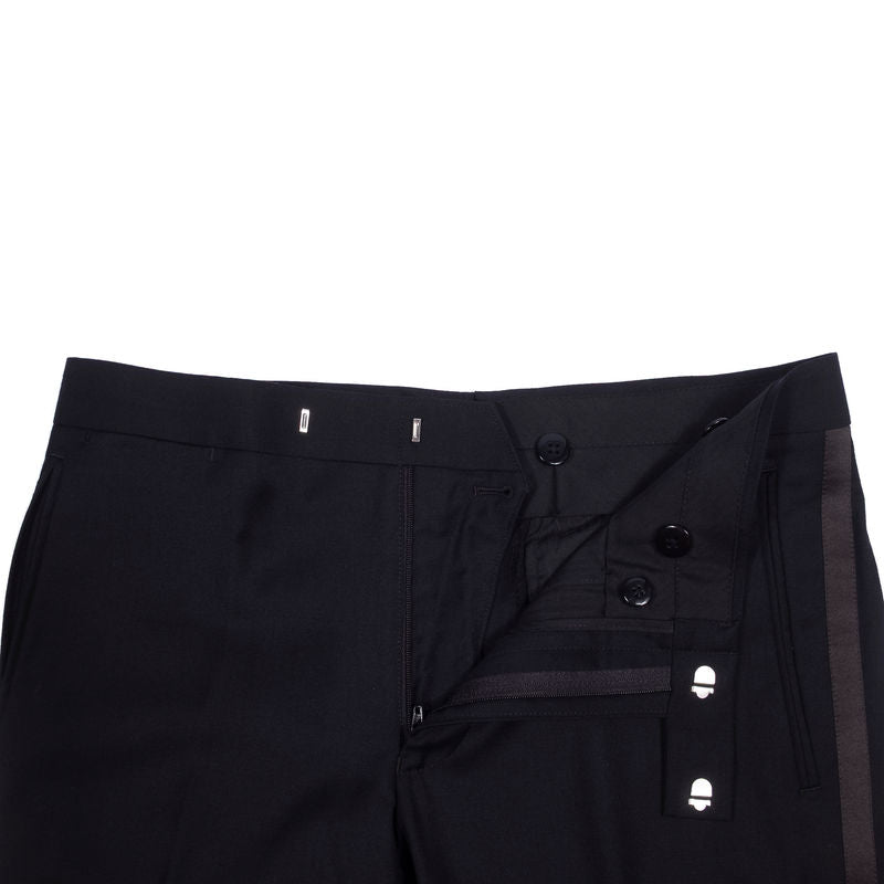 Black Wool Tuxedo Trousers Sz 46
