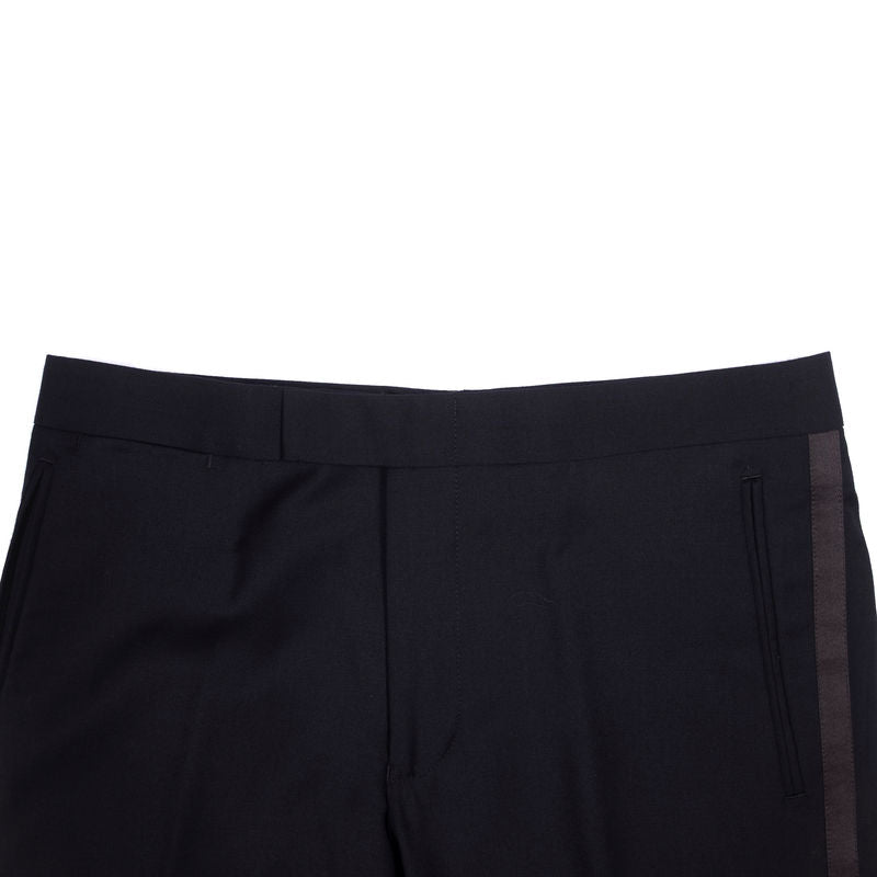 Black Wool Tuxedo Trousers Sz 46