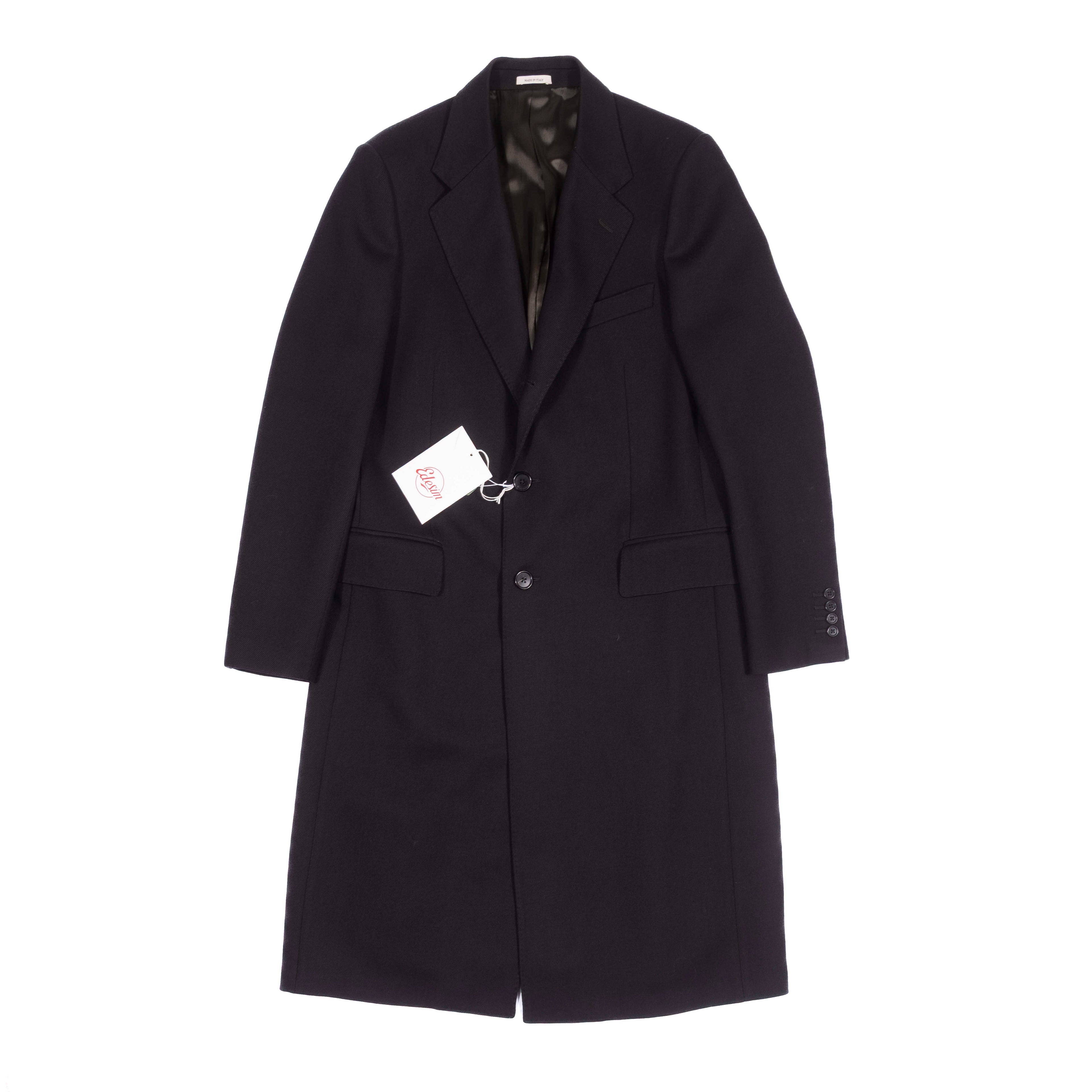 Neapolitan Hand Tailored Navy Herringbone Overcoat