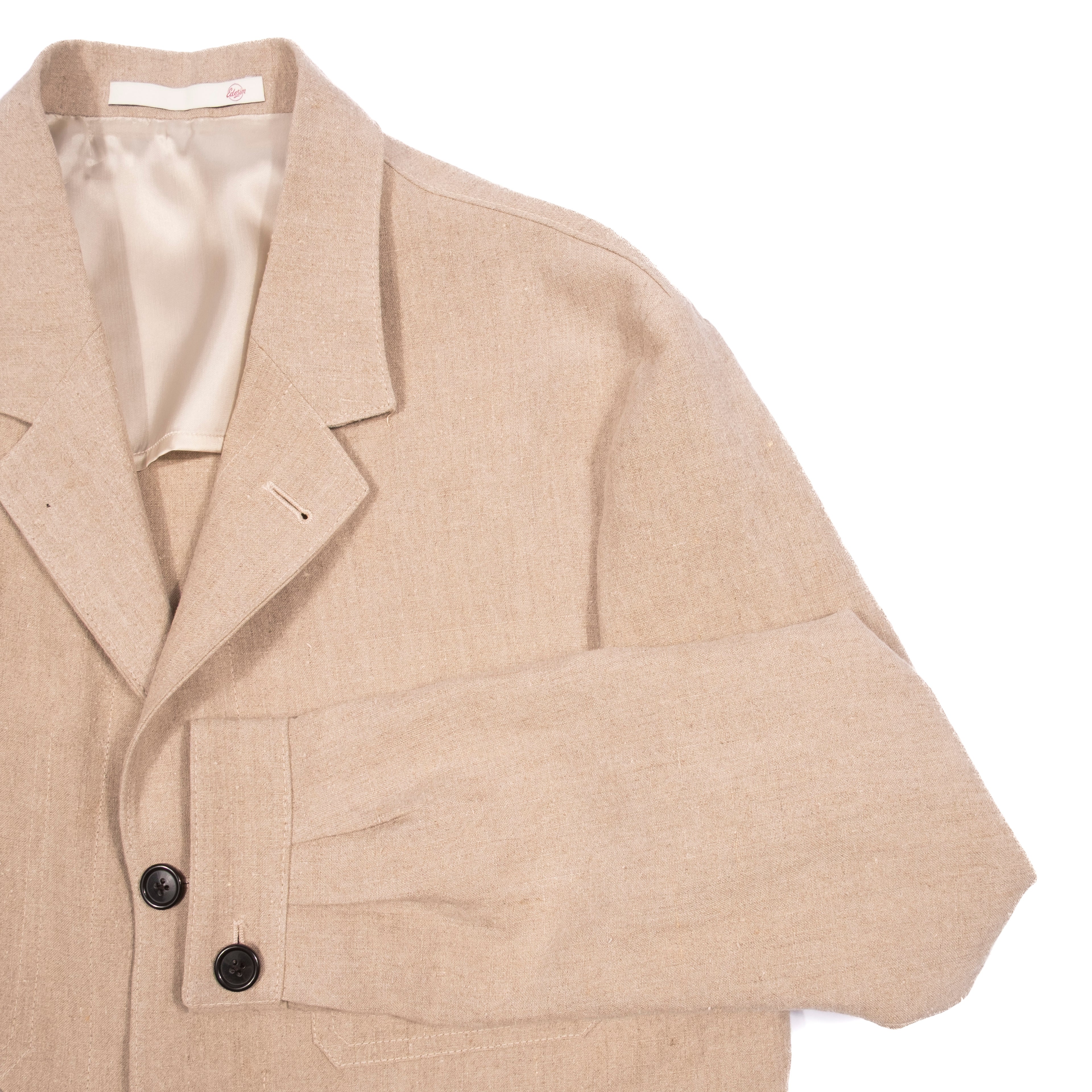 Neapolitan Hand Tailored Sand Linen Chore Jacket, Sz 50