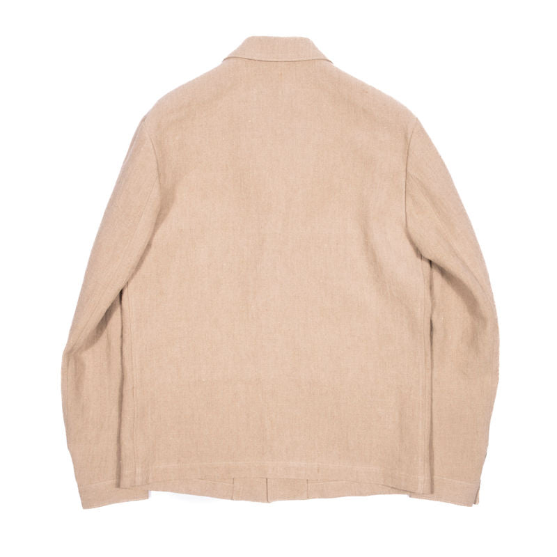 Neapolitan Tailored Sand Linen Chore Jacket, Sz 50