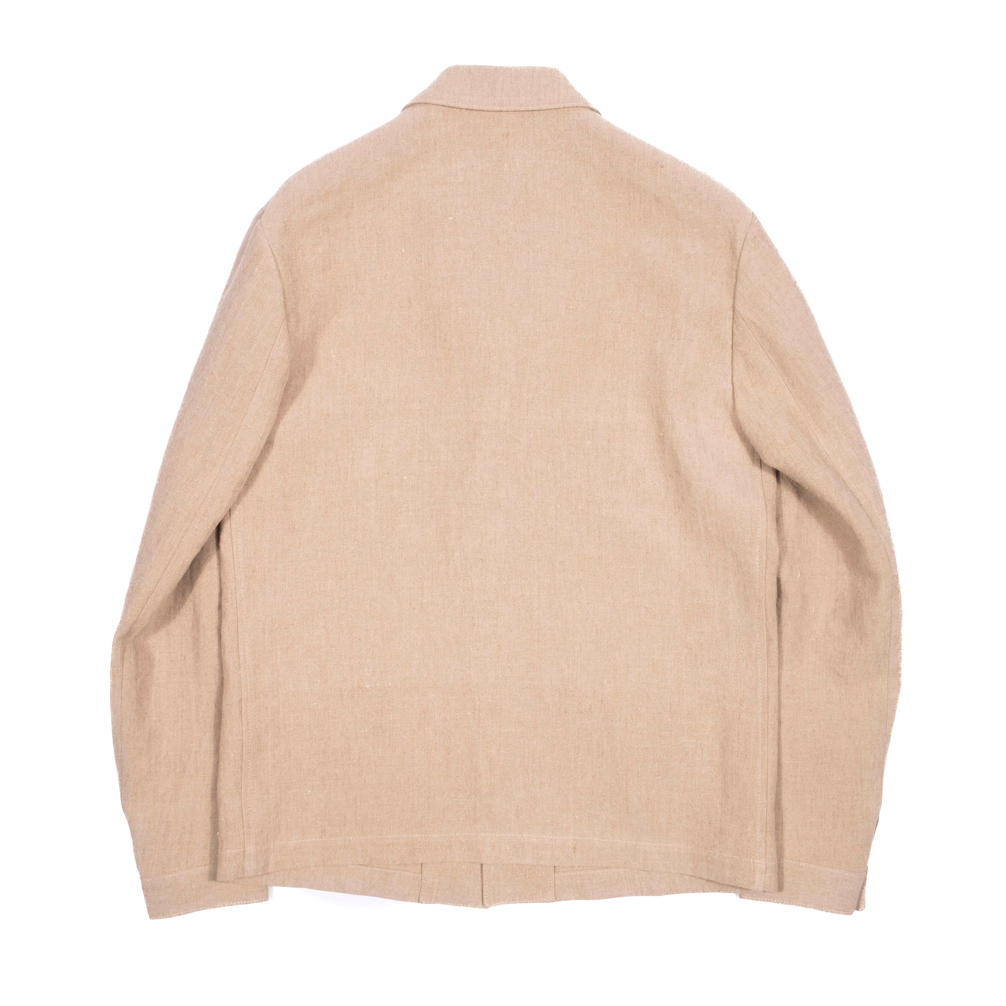 Neapolitan Hand Tailored Sand Linen Chore Jacket, Sz 50