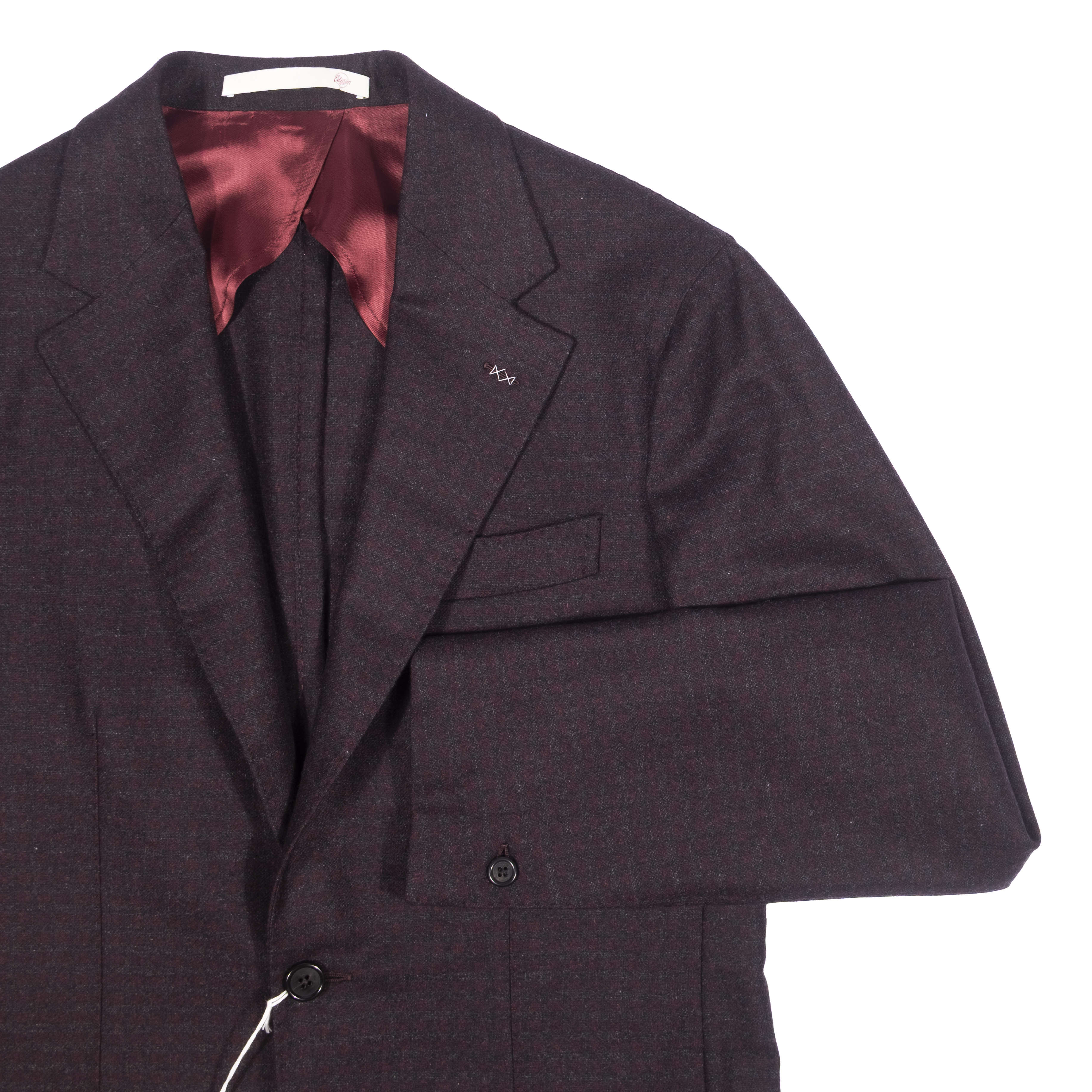 Neapolitan Hand Tailored Brown and Burgundy Check Drapers Flannel Sport Coat Sz 46