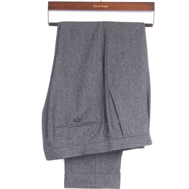 Grey Houndstooth Flannel Dress Trouser