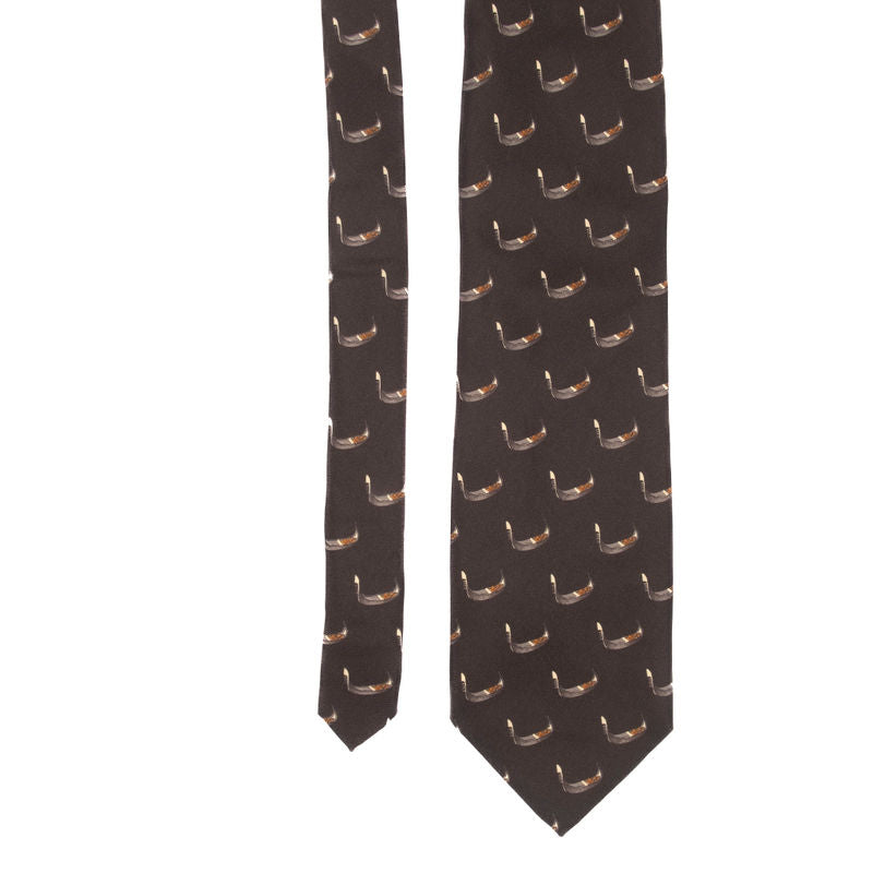 Charcoal Tie with Gondola Motif
