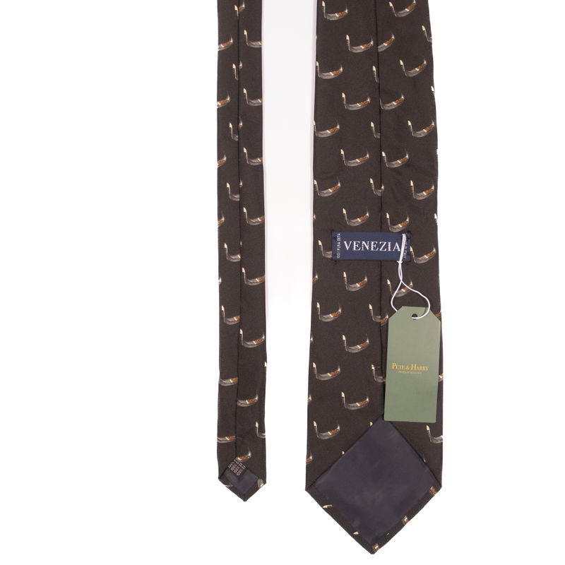 Charcoal Tie with Gondola Motif