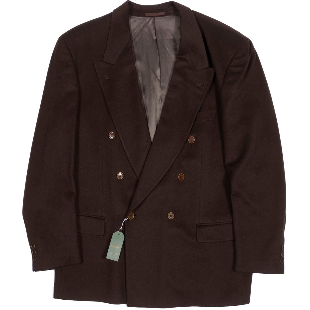 Boss Brown Cashmere Double Breasted Blazer Sz 56