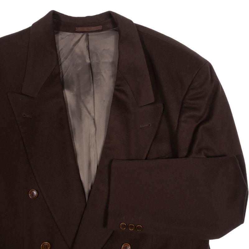 Boss Brown Cashmere Double Breasted Blazer Sz 56