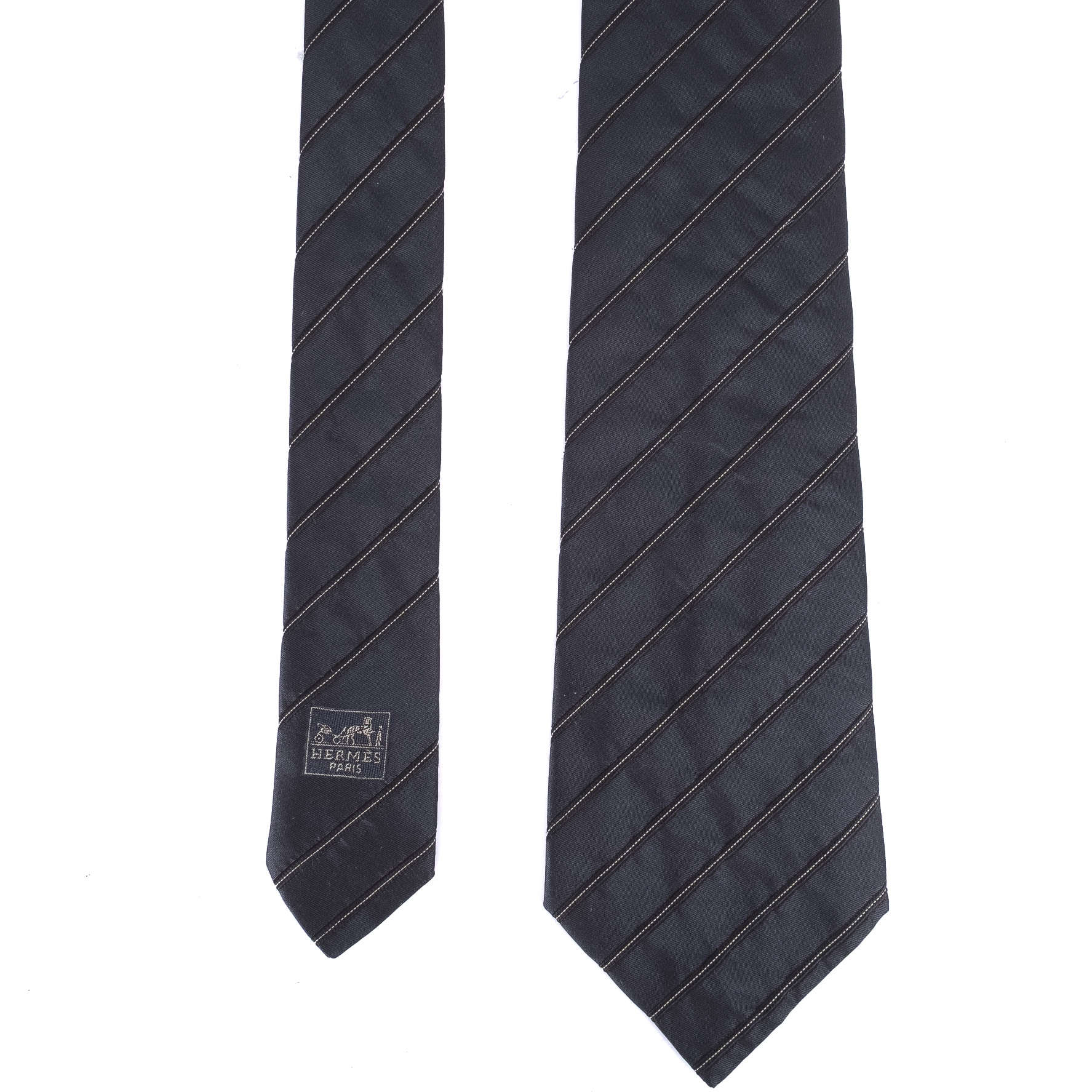 Hermes Navy Striped Tie