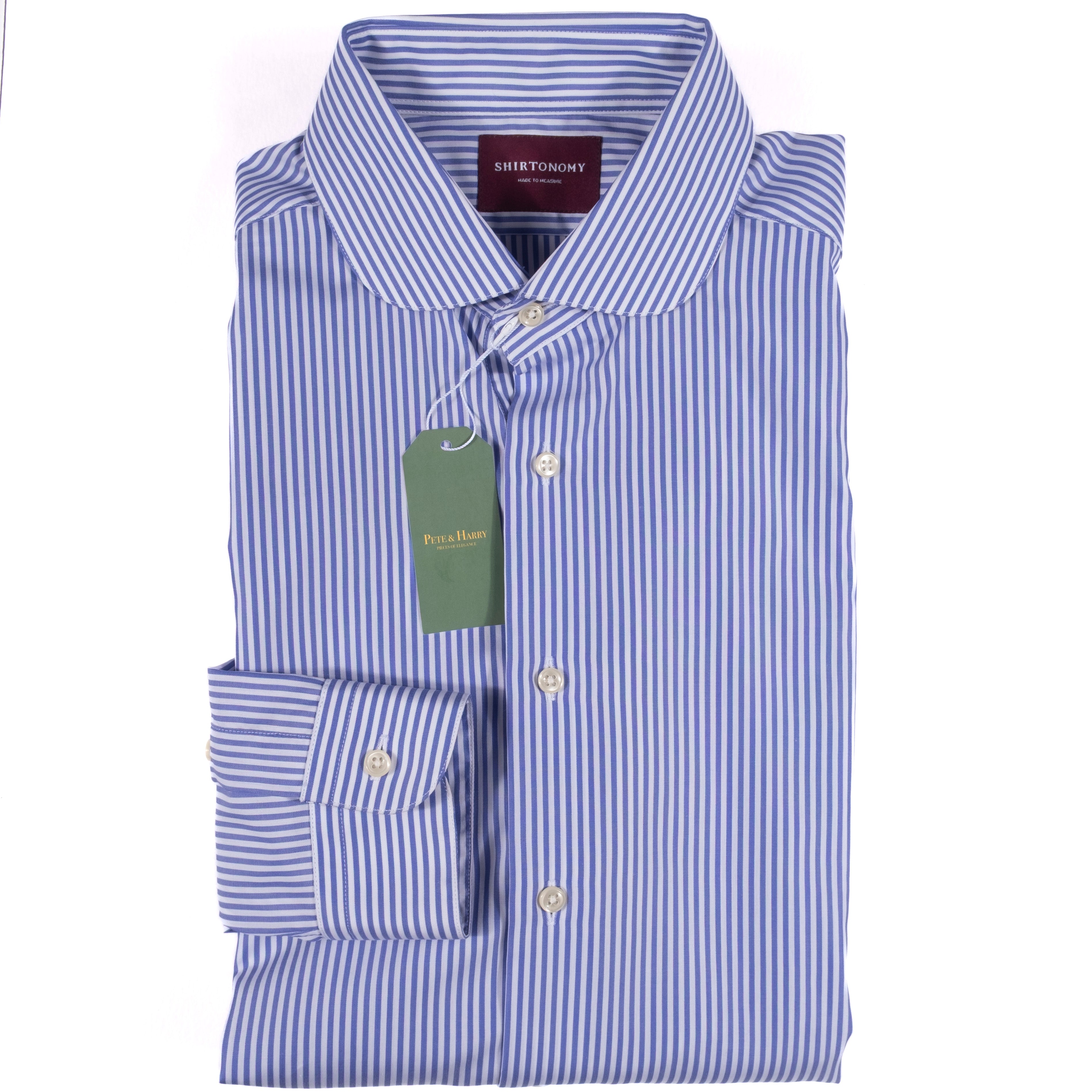 Shirtonomy Striped Club Collar Shirt Sz 39
