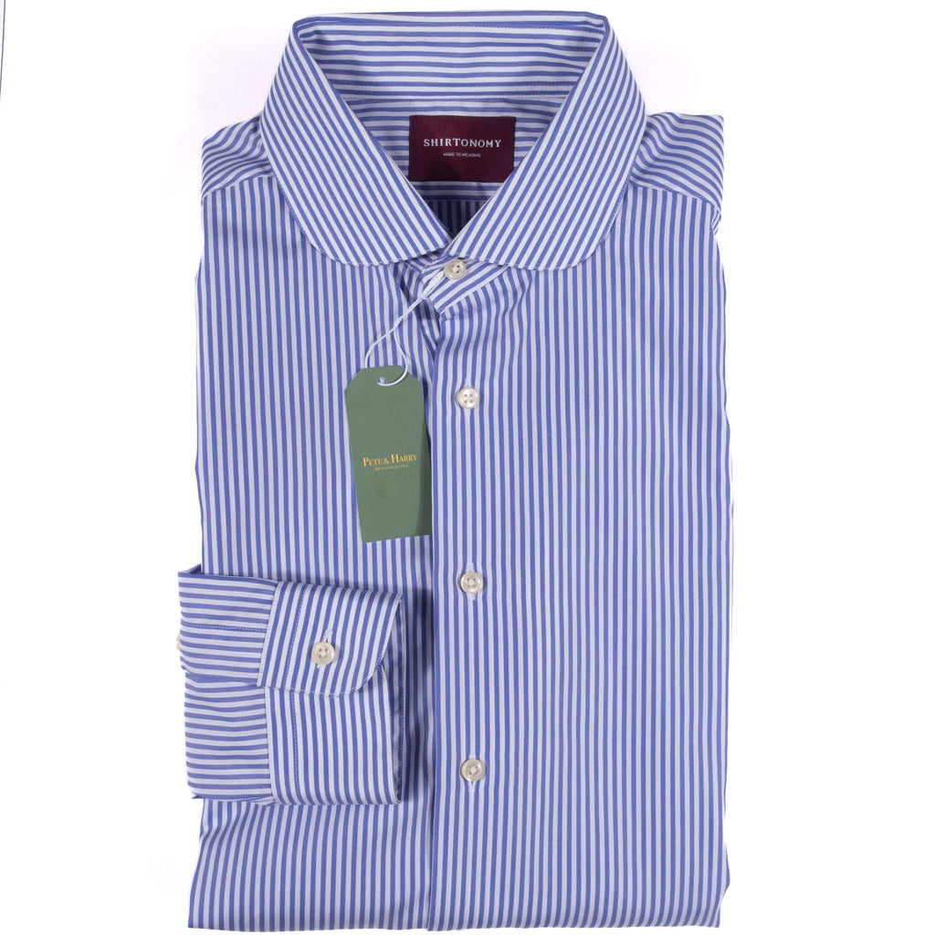 Shirtonomy Striped Club Collar Shirt Sz 39