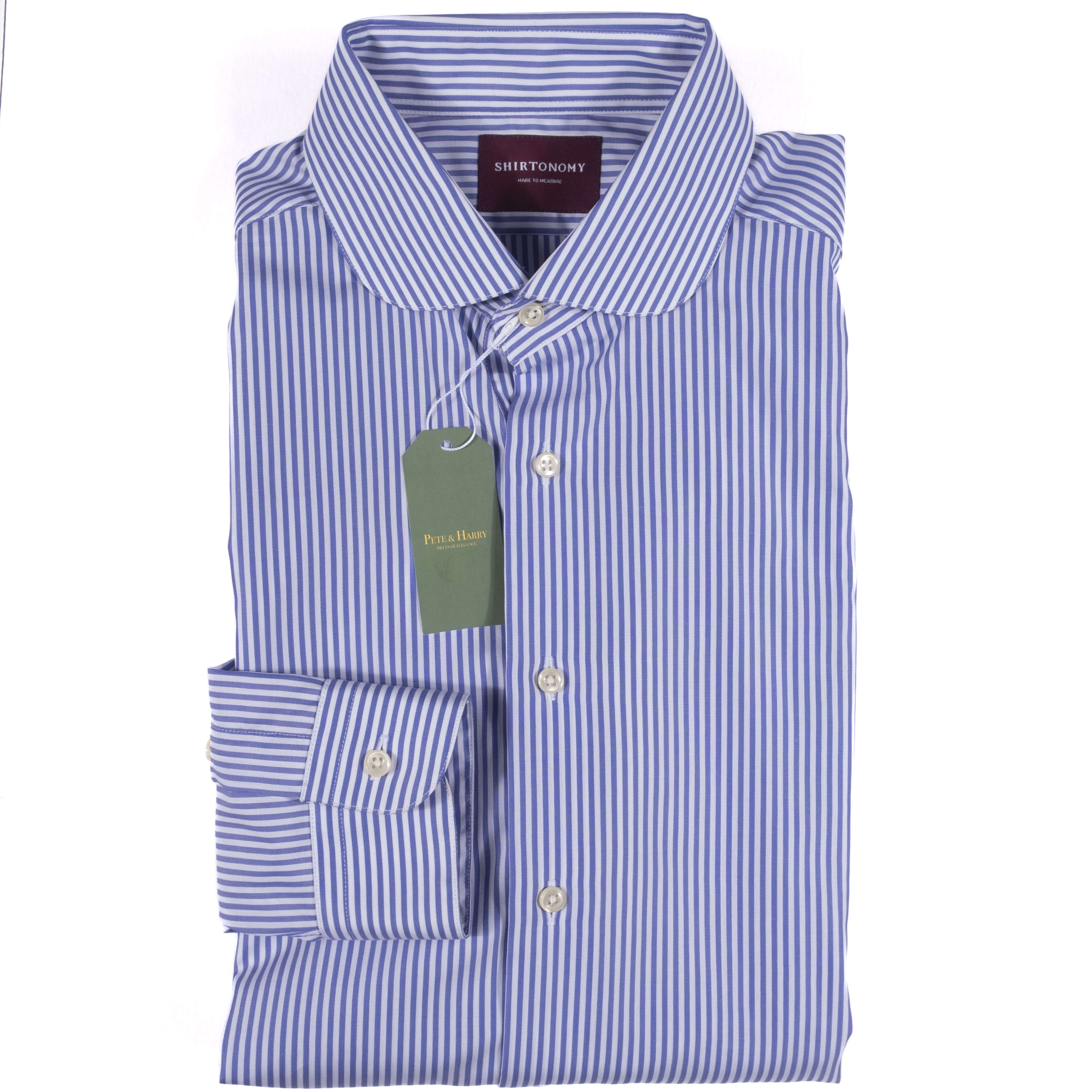 Shirtonomy Striped Club Collar Shirt Sz 39