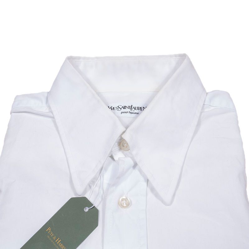 Yves Saint Laurent White French Cuff Shirt with Hidden Buttondown