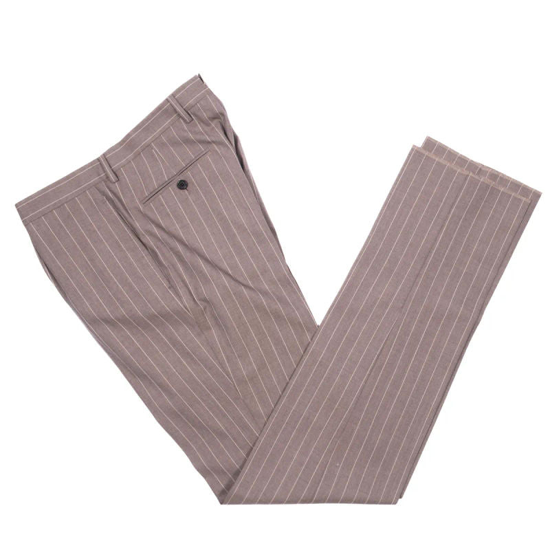 Neapolitan Hand Tailored Grey Chalk Striped Double Breasted Vitale Barberis Canonico Summer Suit Sz 48