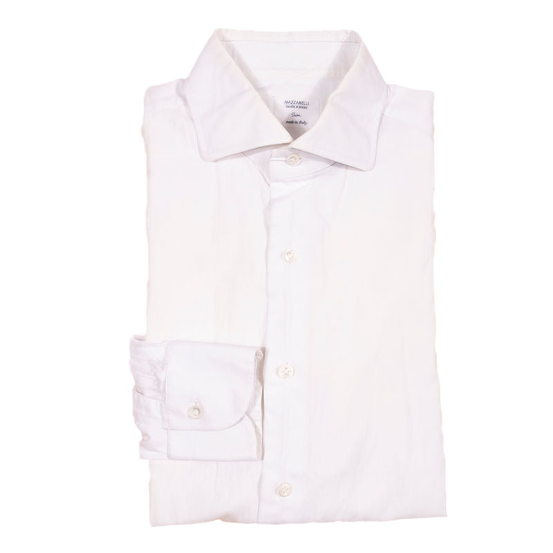 Mazzarelli White Herringbone Shirt