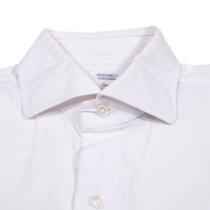 Mazzarelli White Herringbone Shirt