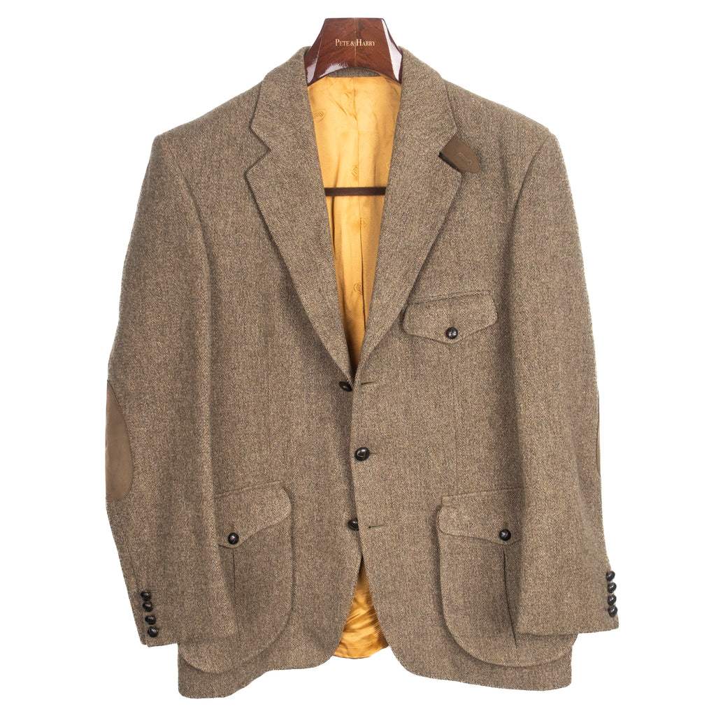 Green Herringbone Tweed Hunting Sport Coat