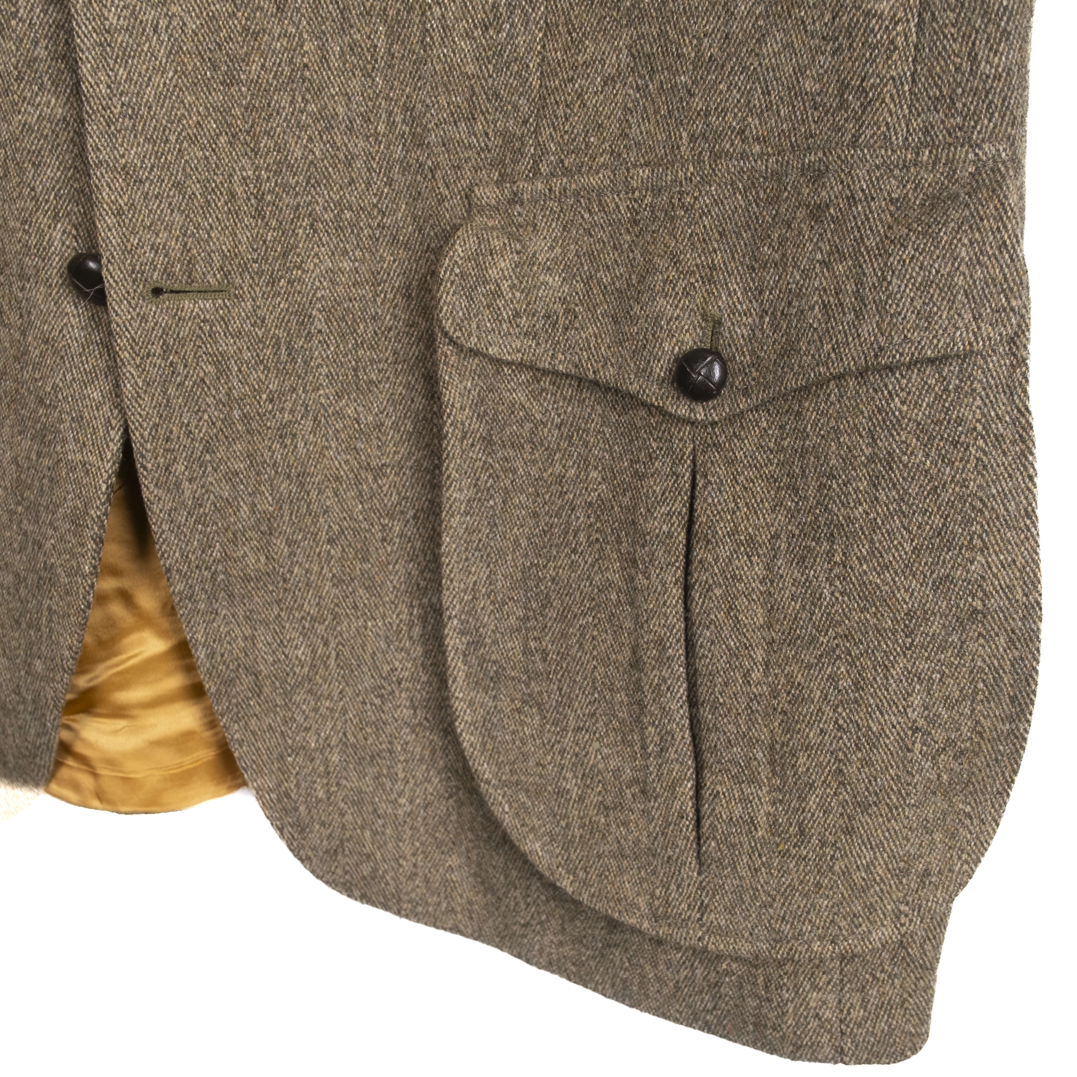 Green Herringbone Tweed Hunting Sport Coat