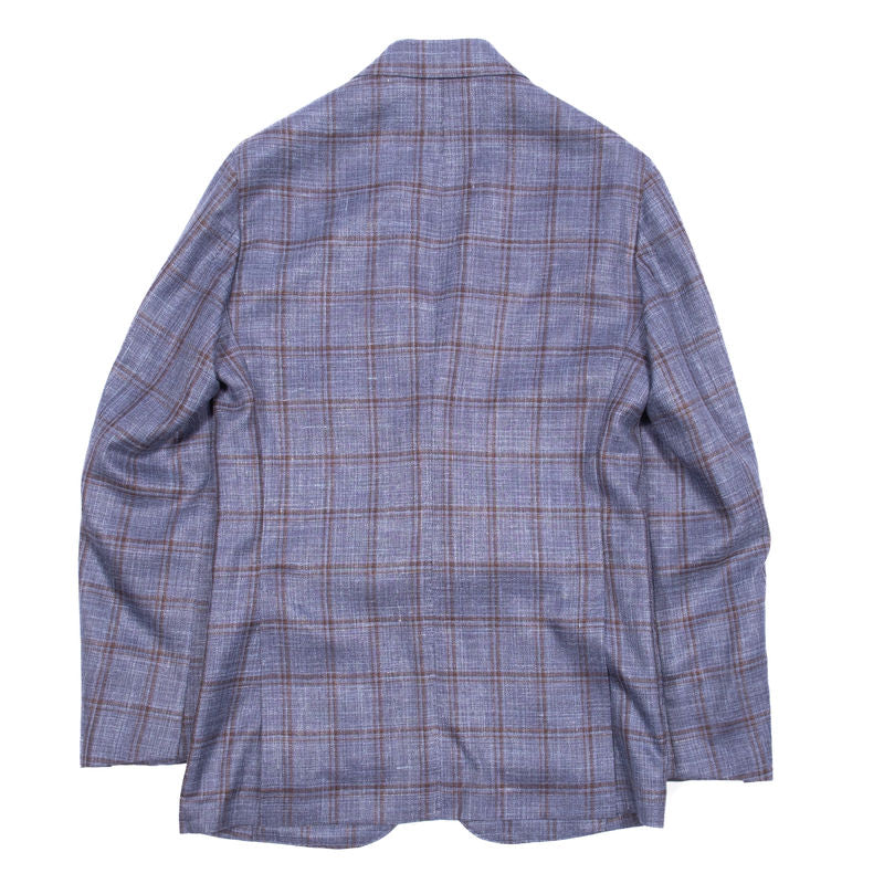 Neapolitan Hand Tailored Blue Windowpane Sport Coat Sz 48