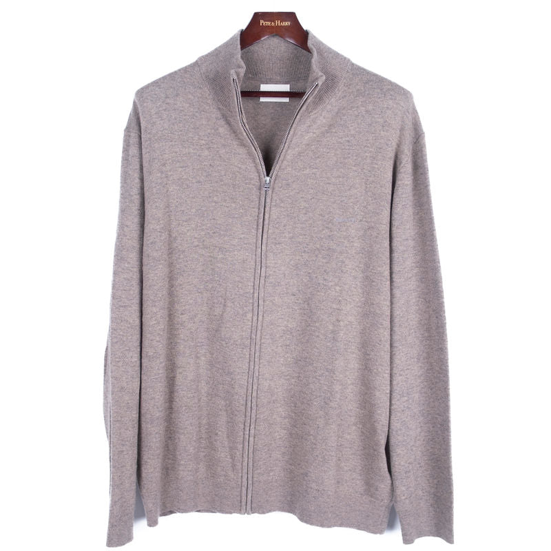Taupe Extrafine Lambswool Zip