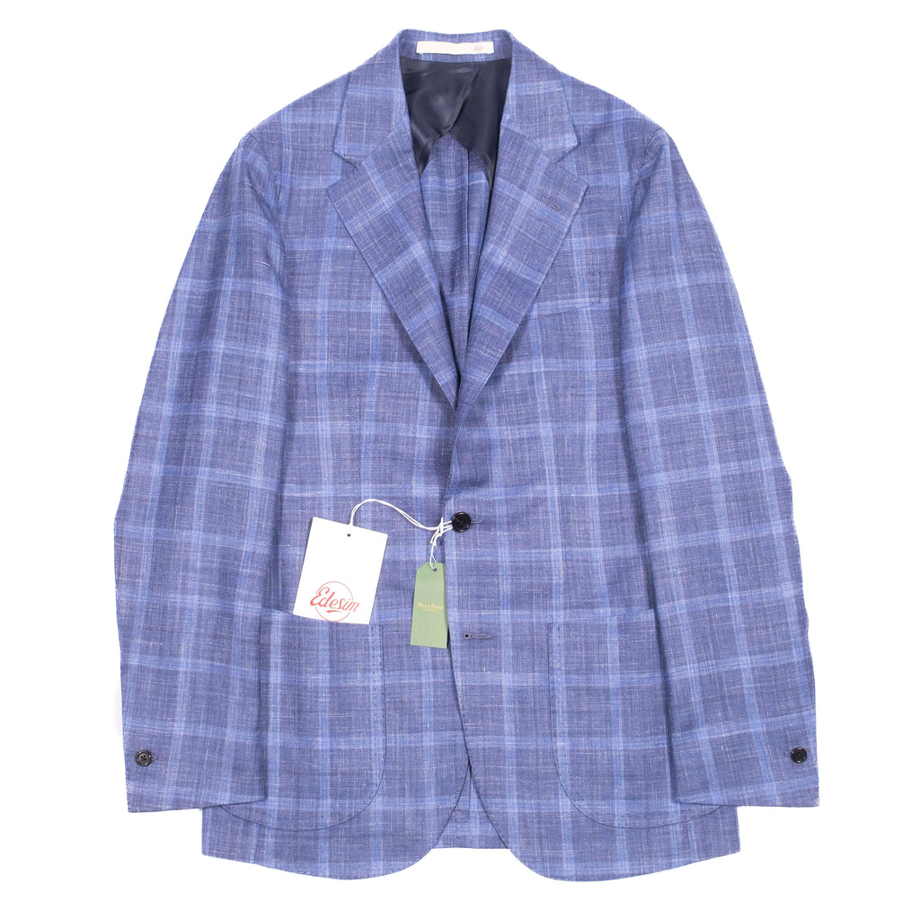 Neapolitan Hand Tailored Blue Check Sport Coat Sz 46