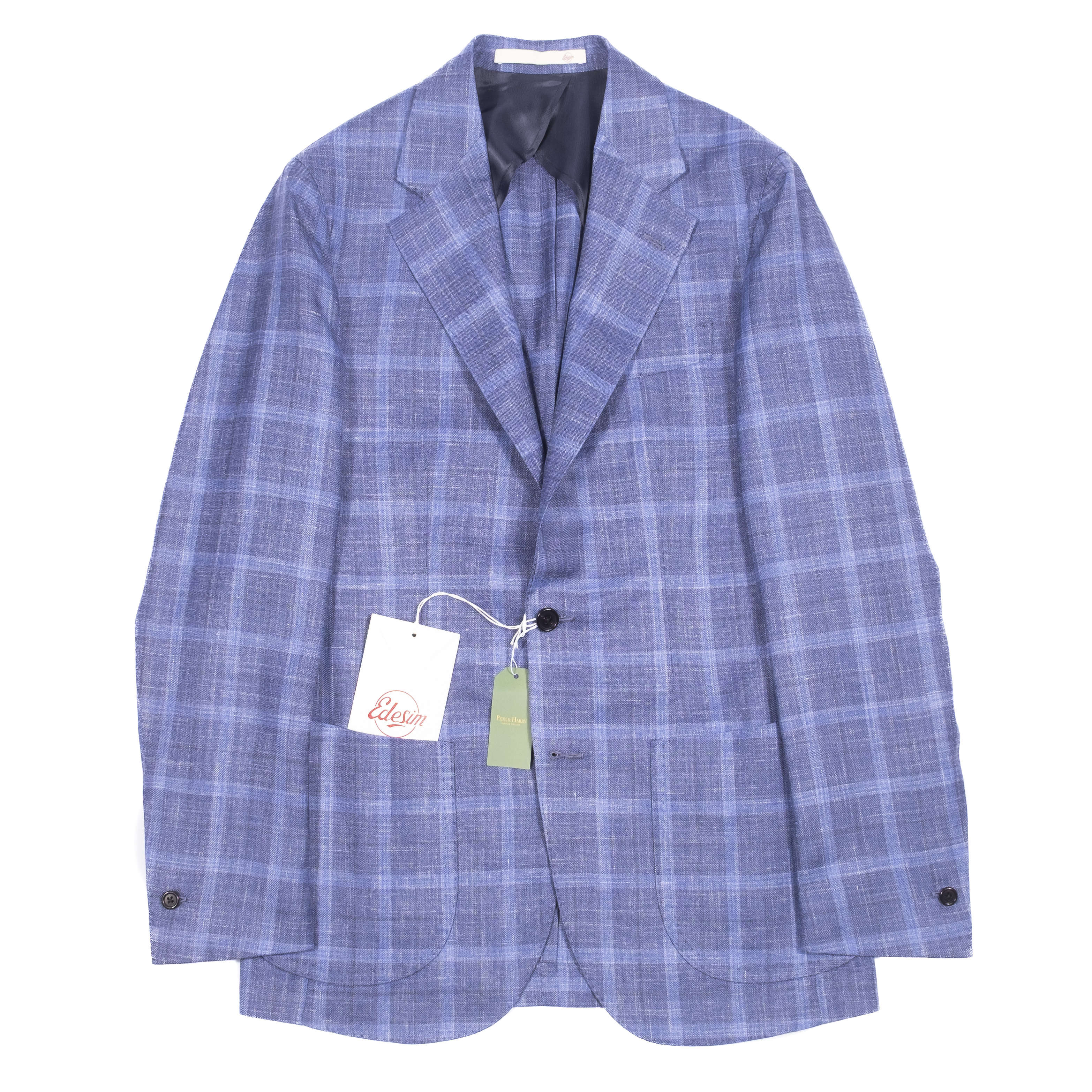 Neapolitan Hand Tailored Blue Check Sport Coat Sz 46