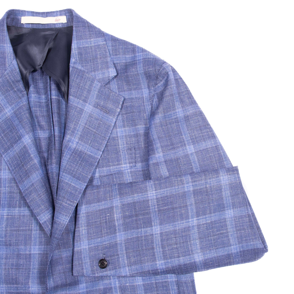 Neapolitan Hand Tailored Blue Check Sport Coat Sz 46