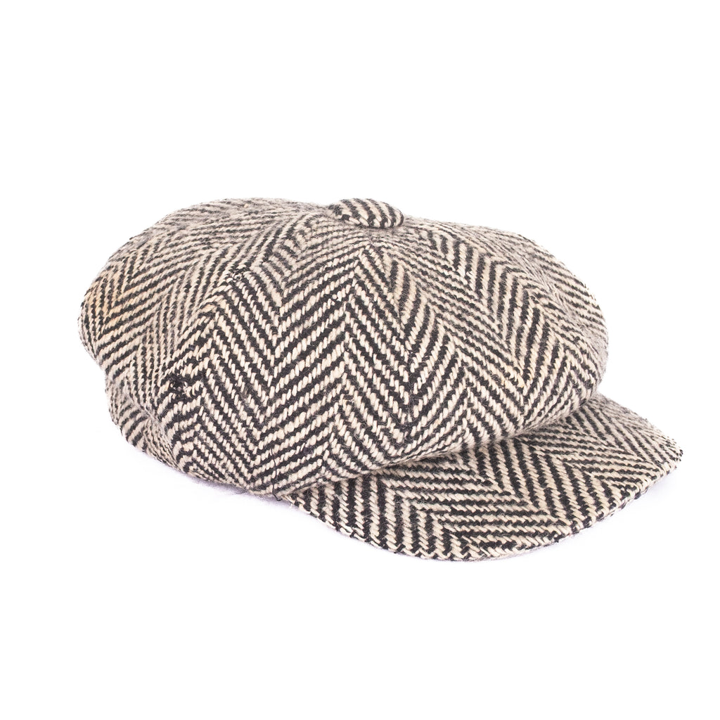 Grey Herringbone Newsboy Cap