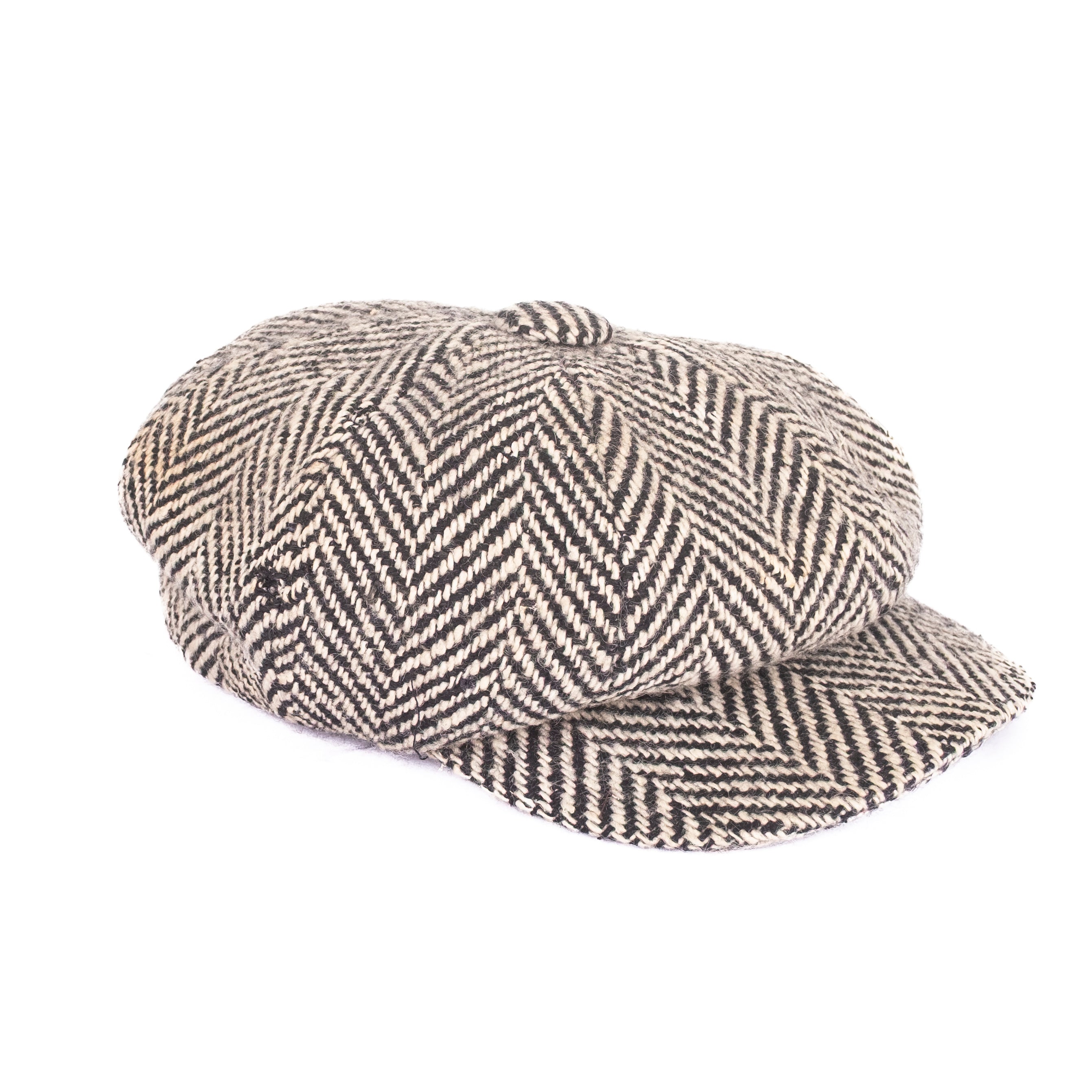Grey Herringbone Newsboy Cap