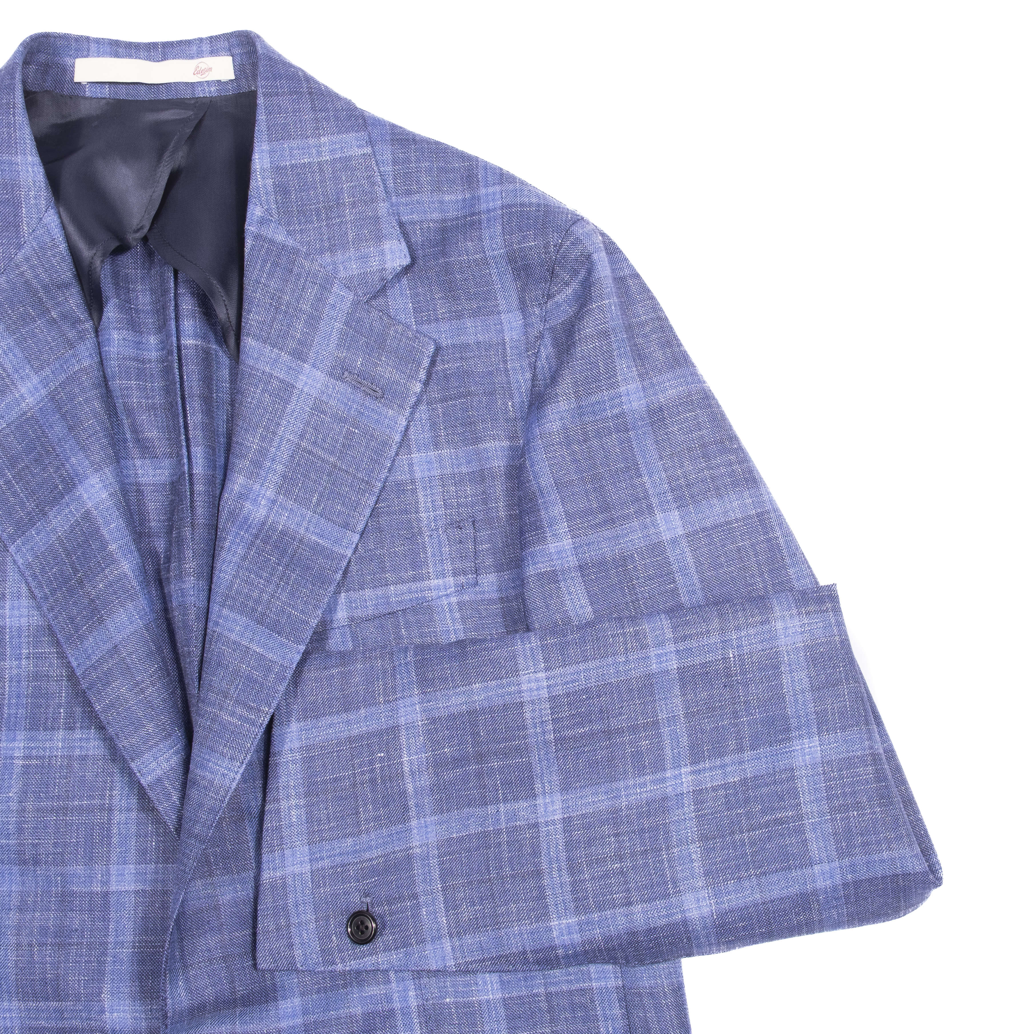 Neapolitan Hand Tailored Blue Check Summer Sport Coat Sz 50