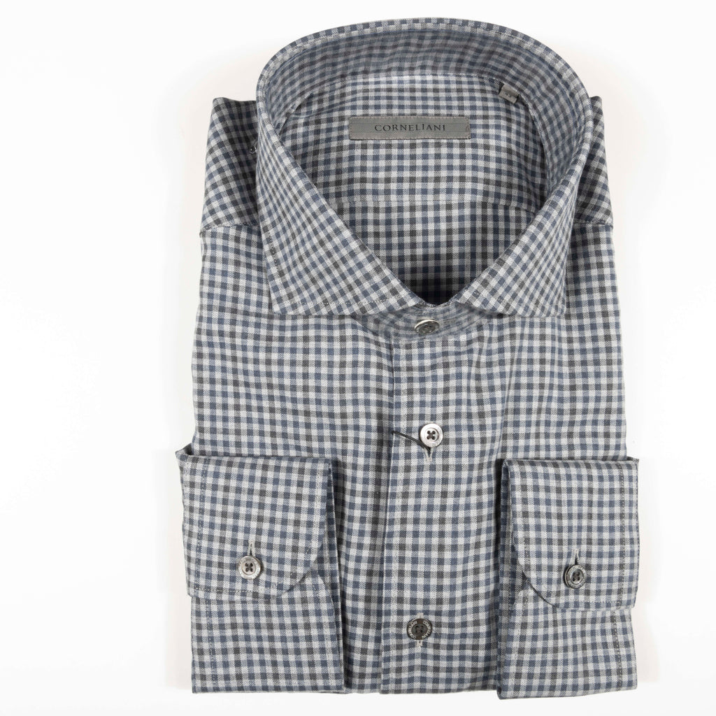 Grey and Blue Gingham Shirt 39
