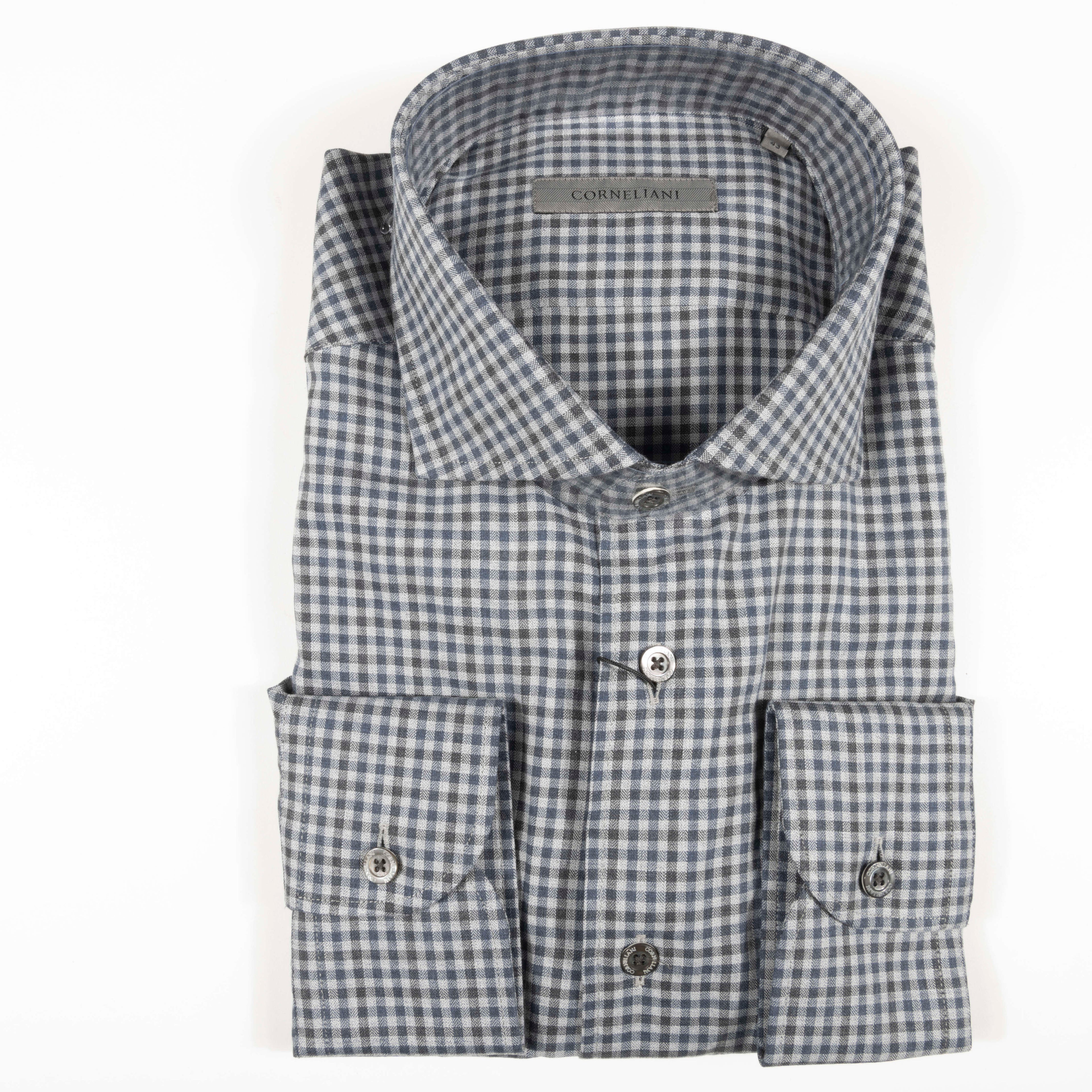 Grey and Blue Gingham Shirt 39