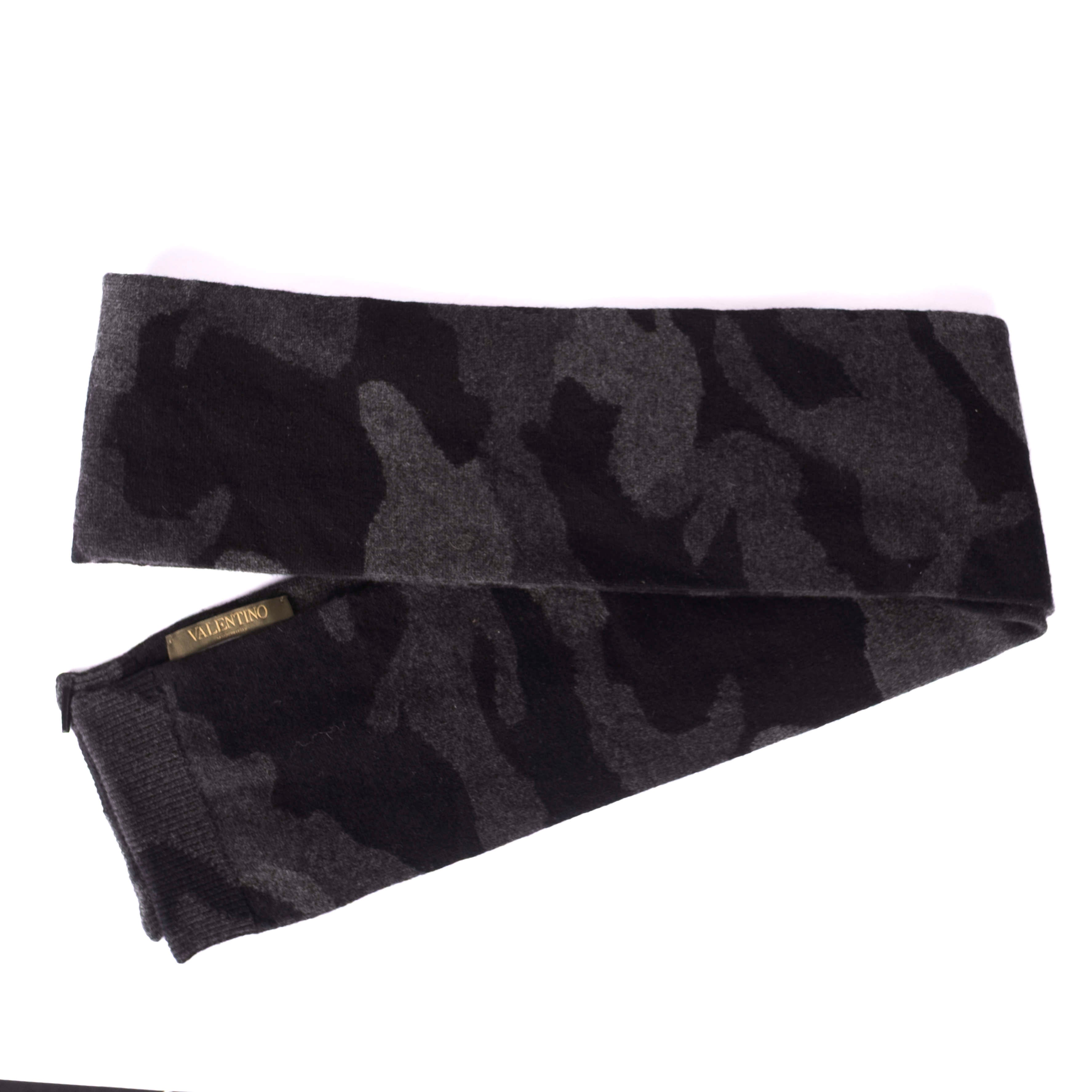 Grey Cashmere Camo Scarf