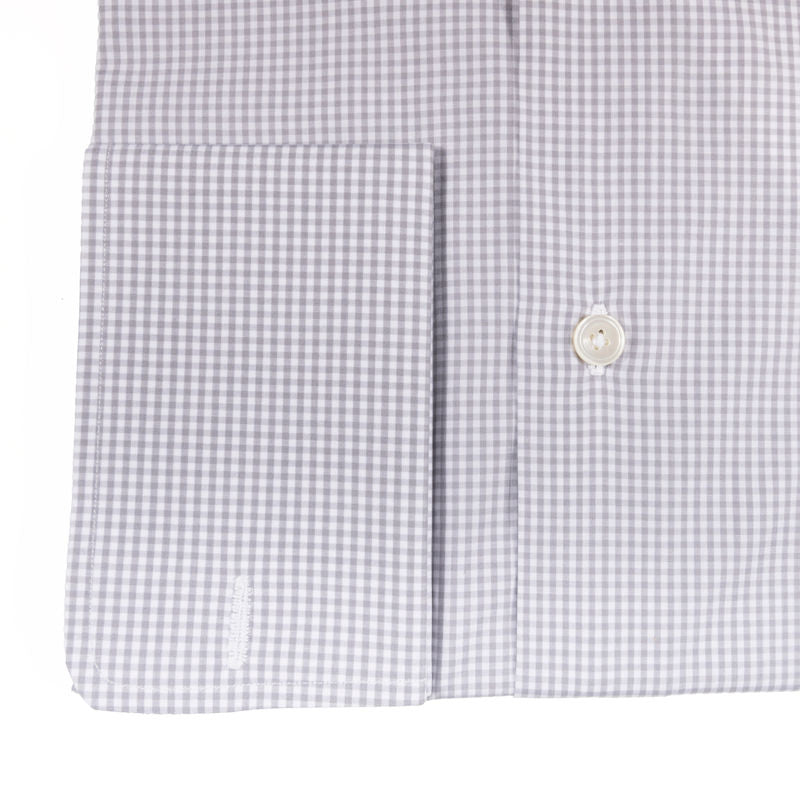 Light Grey Gingham French Cuff Buttondown Shirt 43
