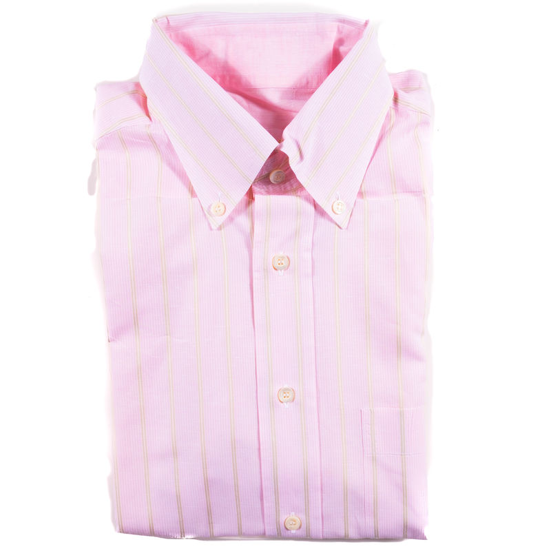 Brioni Pink Striped Short Sleeve Shirt