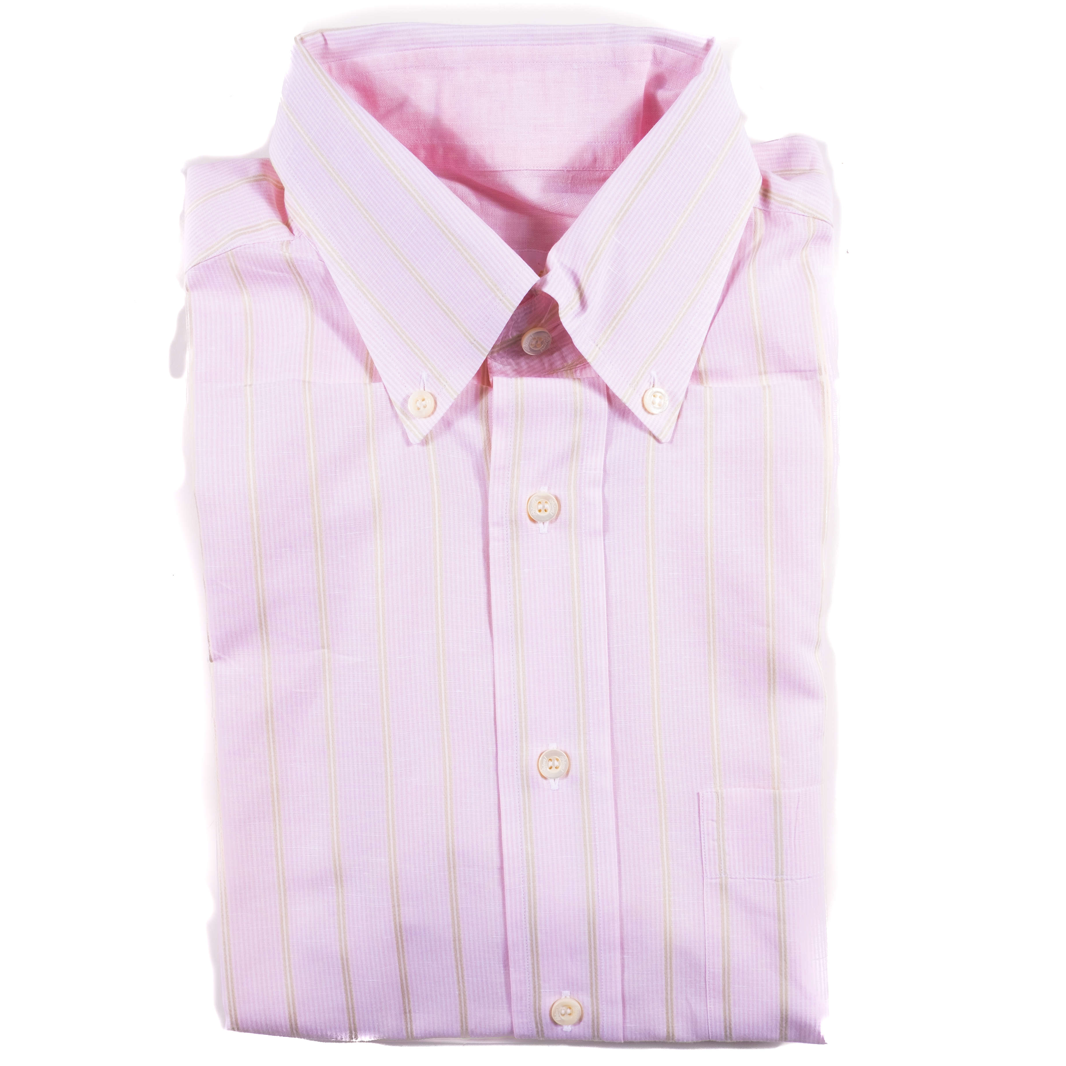 Brioni Pink Striped Short Sleeve Shirt