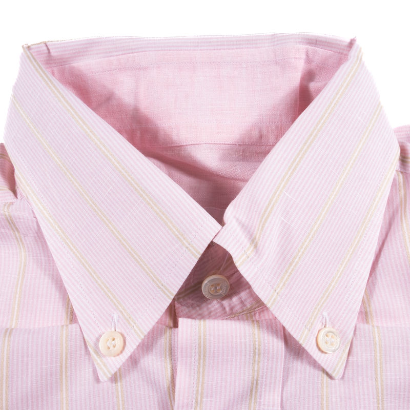 Brioni Pink Striped Short Sleeve Shirt