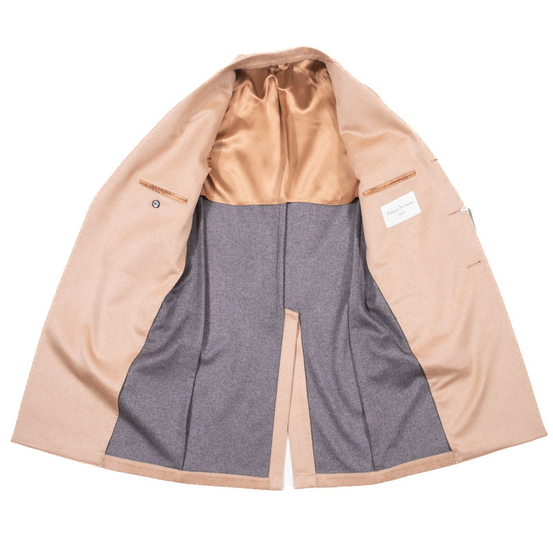 Neapolitan Hand Tailored Camel Coloured Cashmere Coat Sz 48