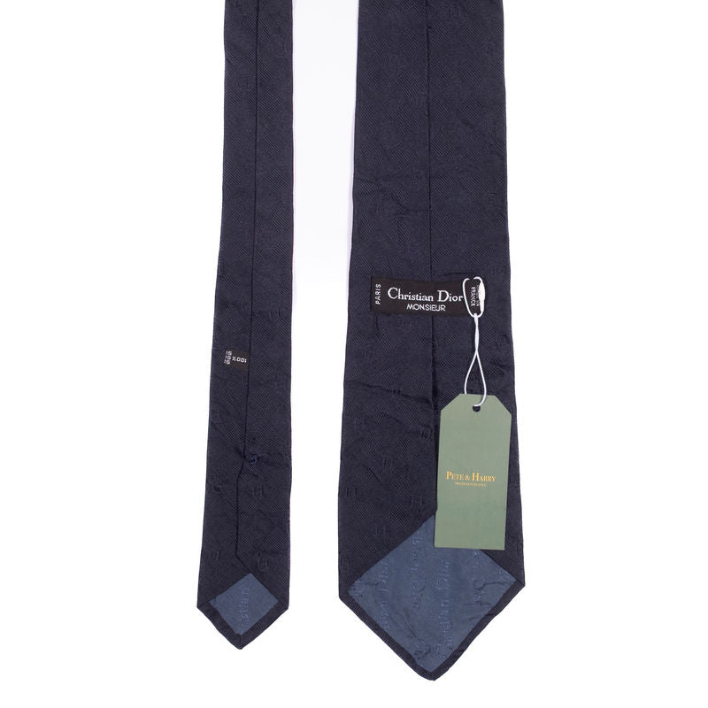Christian Dior Navy Diamond and Monogram Tie