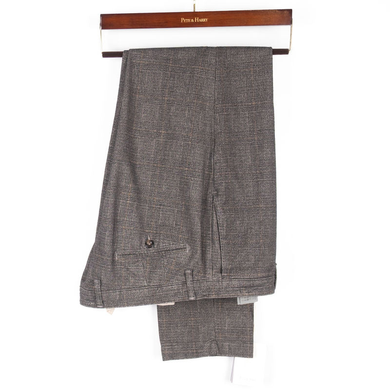 Cotton Grey Flannel Check Trousers