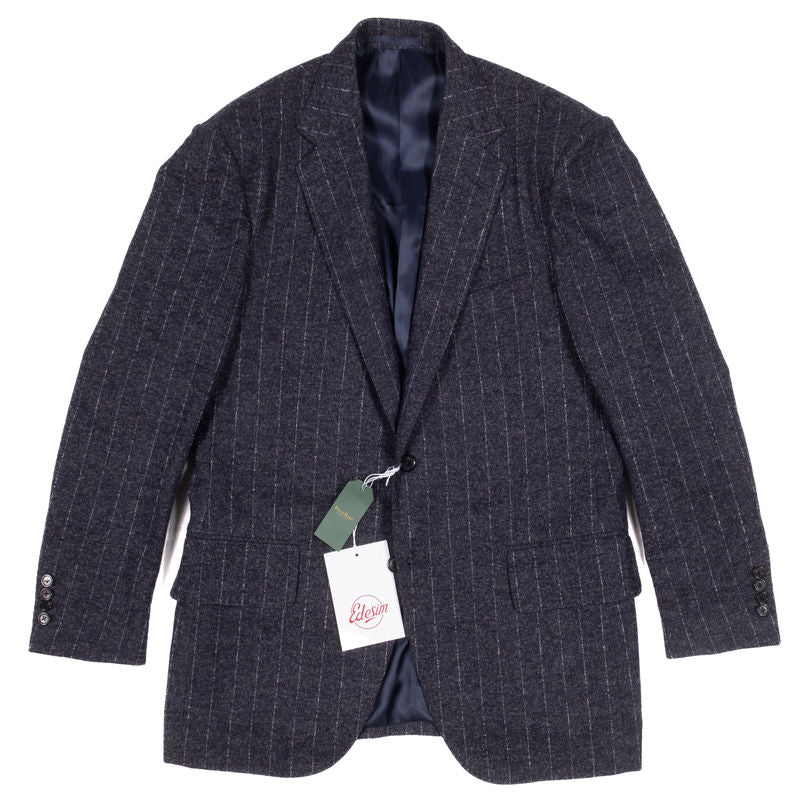 Neapolitan Hand Tailored Navy Chalk Stripe Flannel Suit