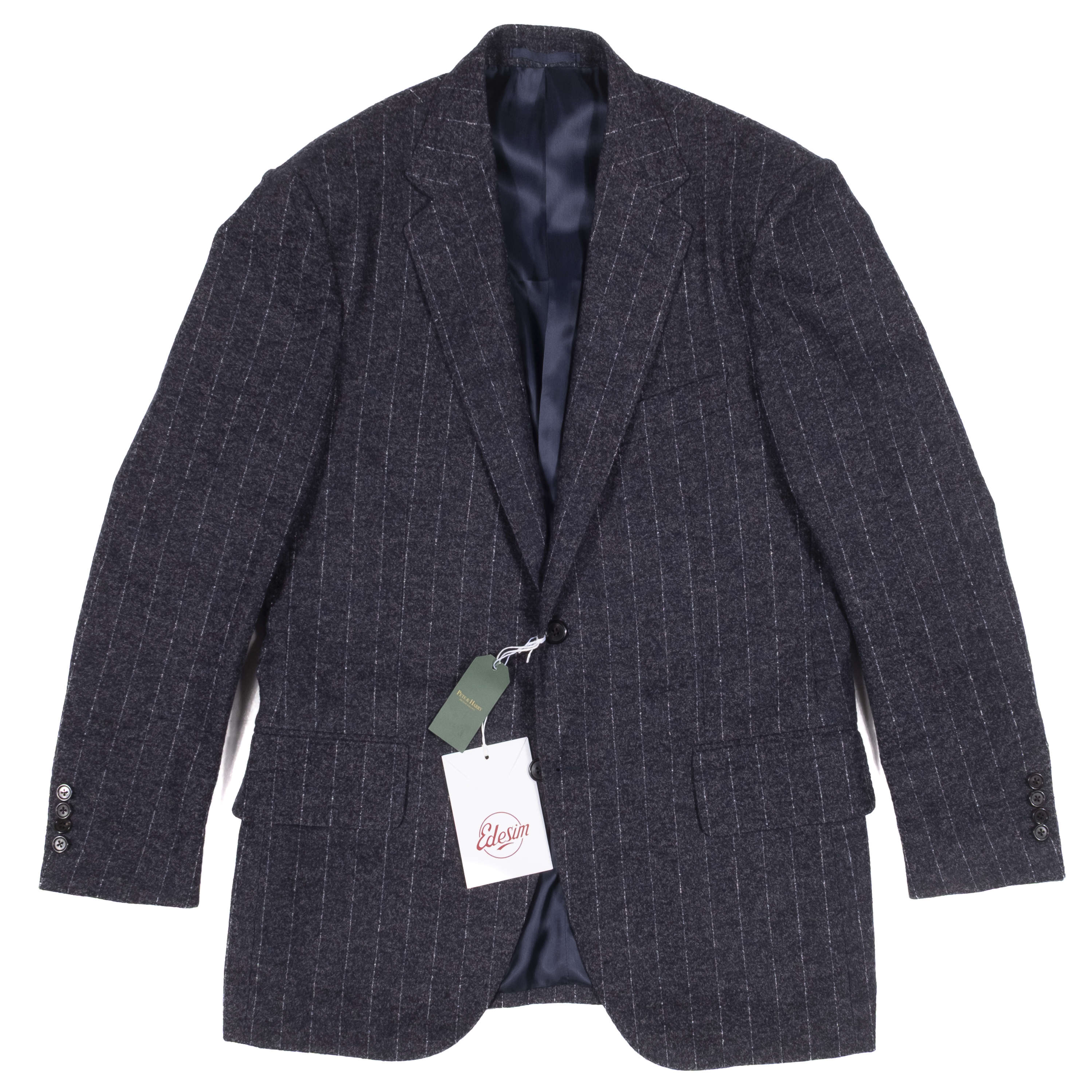Neapolitan Hand Tailored Navy Chalk Stripe Flannel Suit