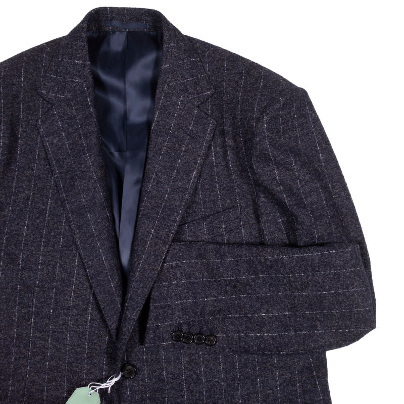 Neapolitan Hand Tailored Navy Chalk Stripe Flannel Suit