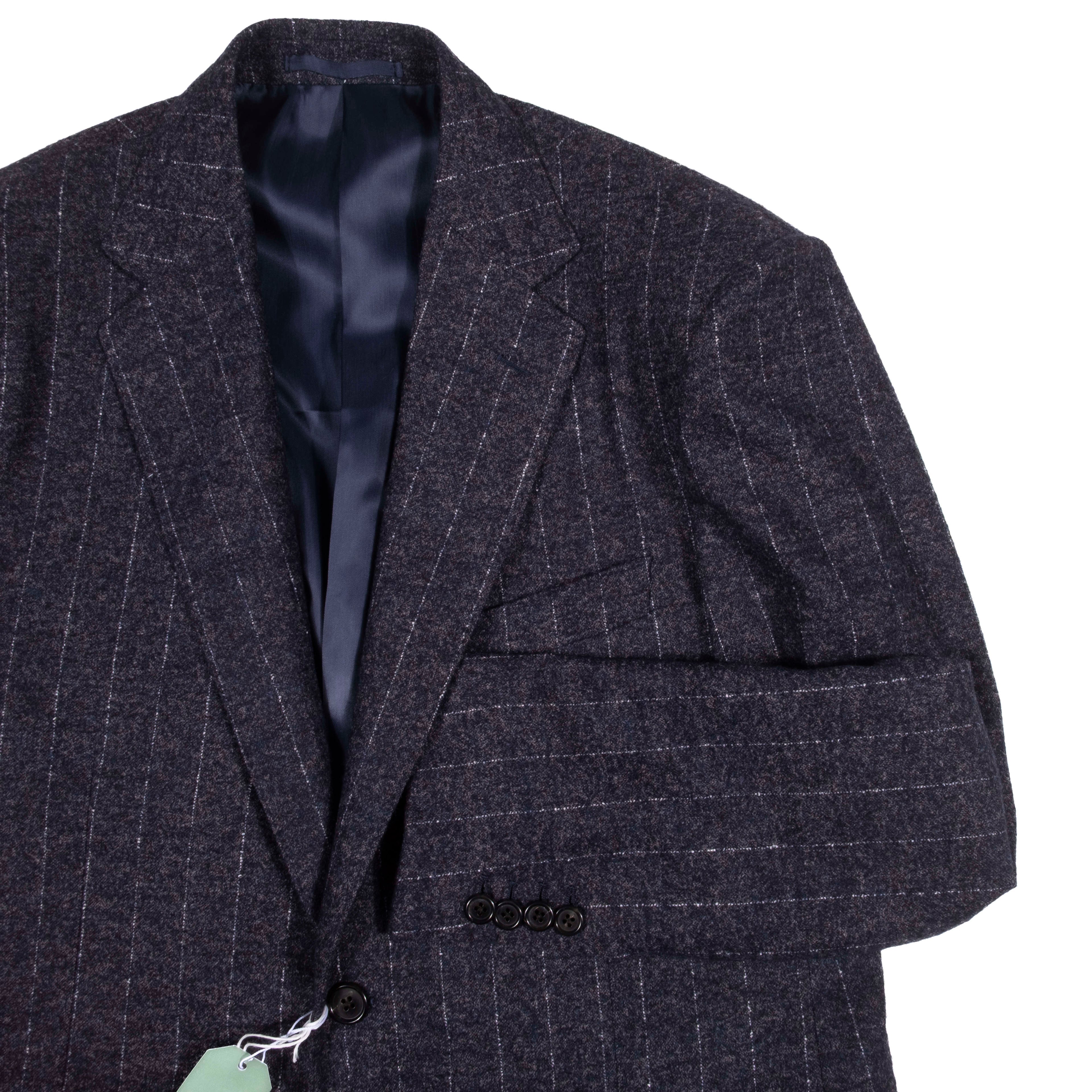 Neapolitan Hand Tailored Navy Chalk Stripe Flannel Suit