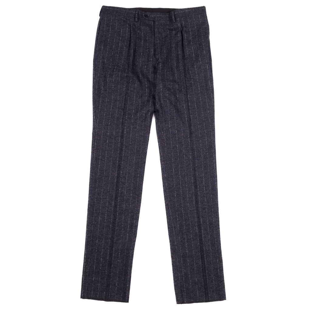 Neapolitan Hand Tailored Navy Chalk Stripe Flannel Suit