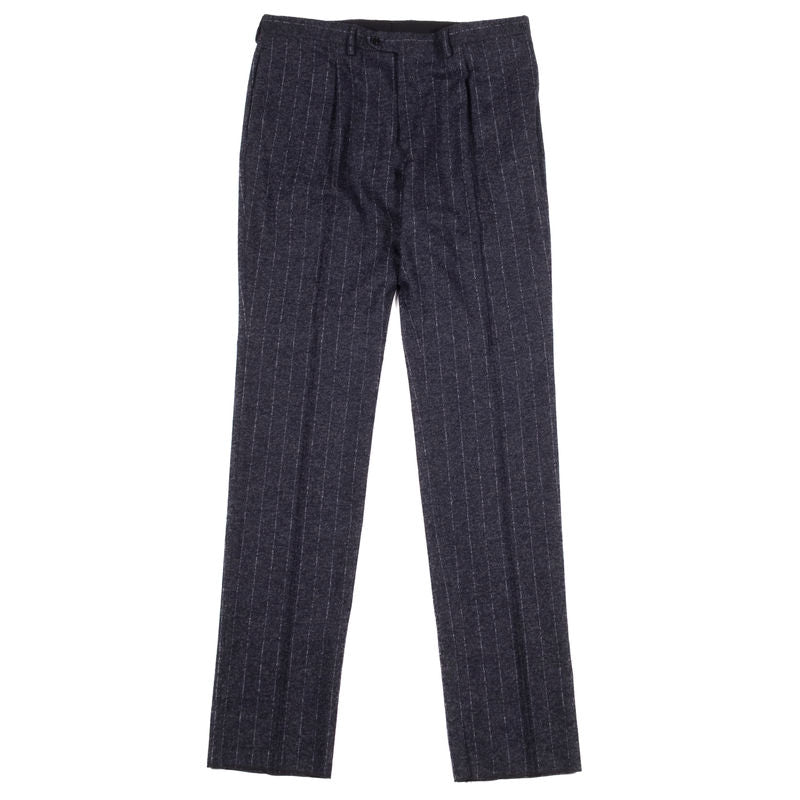 Neapolitan Hand Tailored Navy Chalk Stripe Flannel Suit