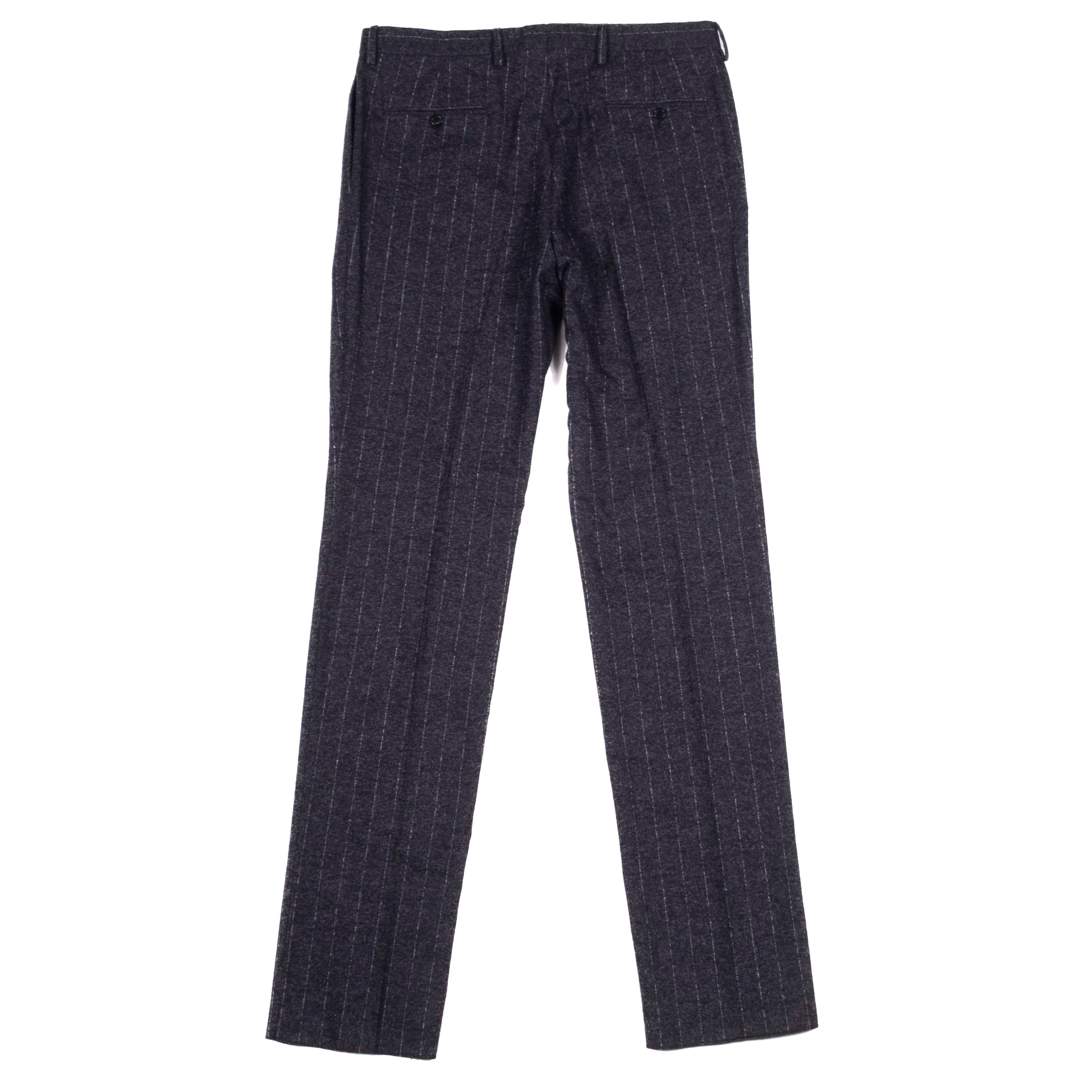 Neapolitan Hand Tailored Navy Chalk Stripe Flannel Suit