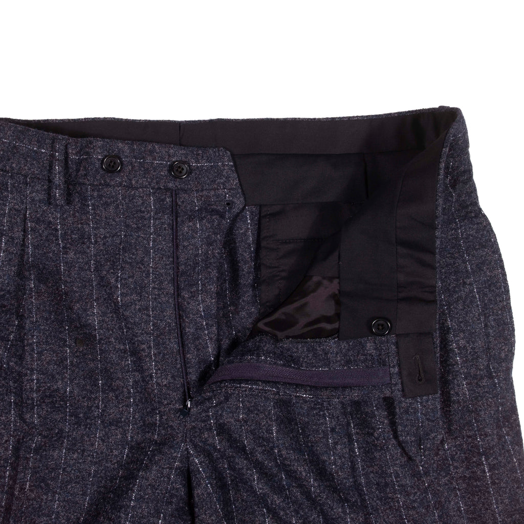 Neapolitan Hand Tailored Navy Chalk Stripe Flannel Suit